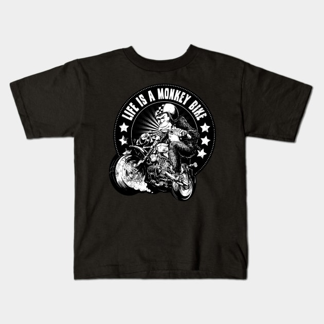 Monkey Bike Ape Kids T-Shirt by Black Tee Inc